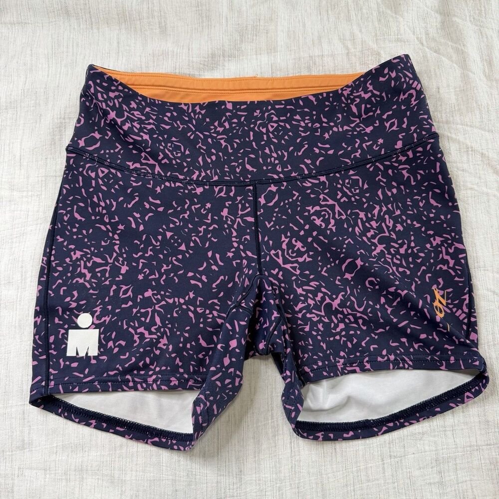 Zoot Sports IRON MAN Women's Purple Speckled Running Shorts Size M orange Waist
